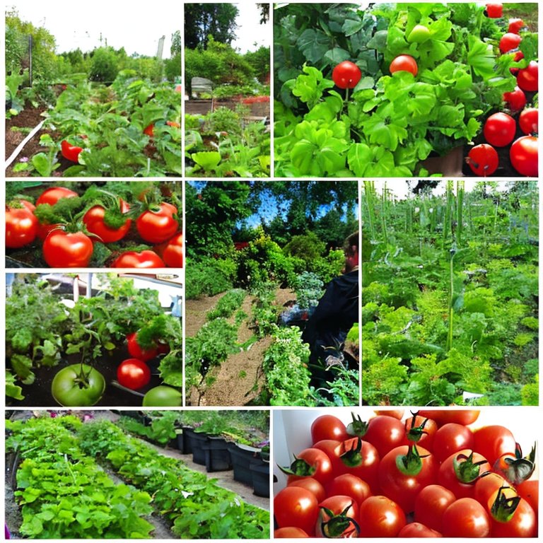 Flera bilder på tomater och tomatplantor